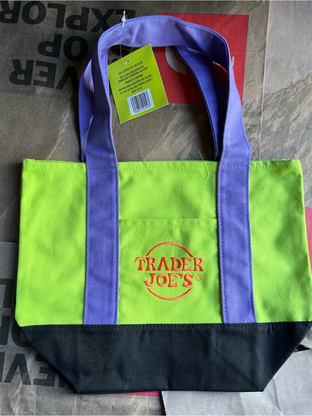 NWT Trader Joe’s Lime Trick-or-Treat Mini Canvas Tote Bag